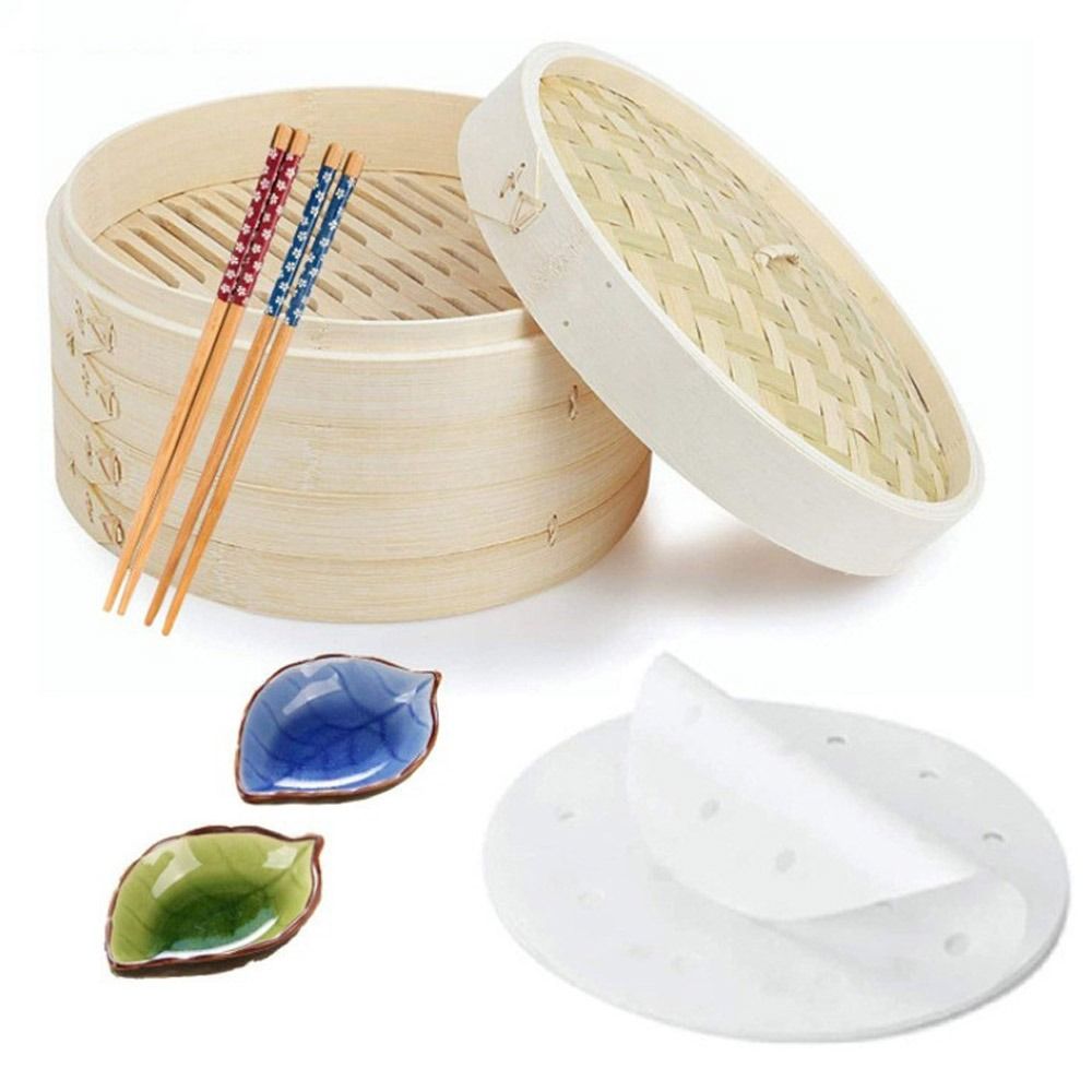 Bao Steamer Bamboo - Chinese stoommand van bamboe met deksel