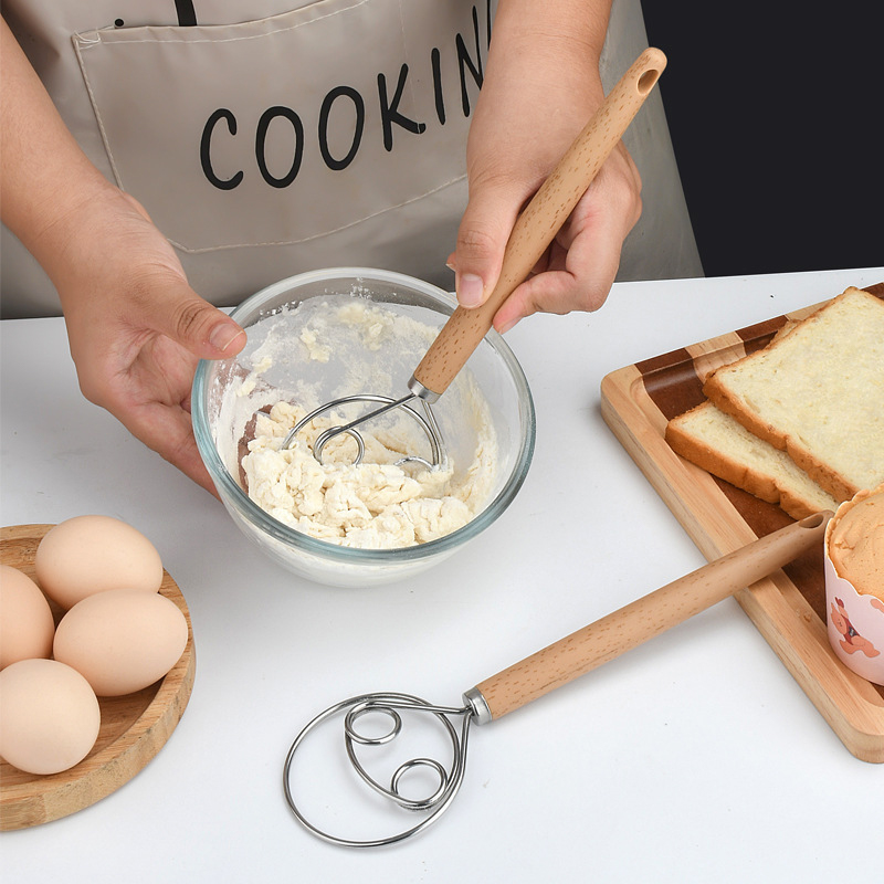 Danish Pancake Pan - 10-inch roestvrijstalen deegklopper met houten handvat,
