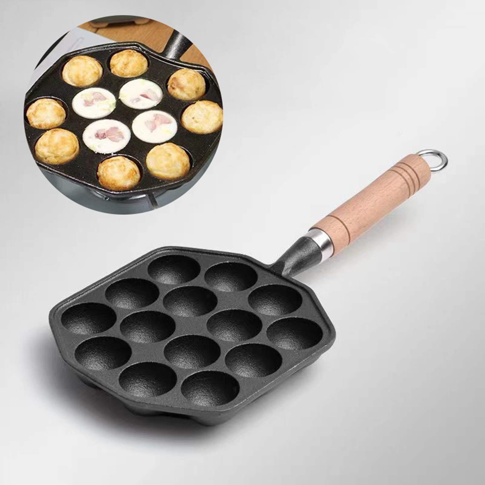 Takoyaki Grill Plate - 14 Gaten Takoyaki Pan Anti-Aanbak Gietijzeren