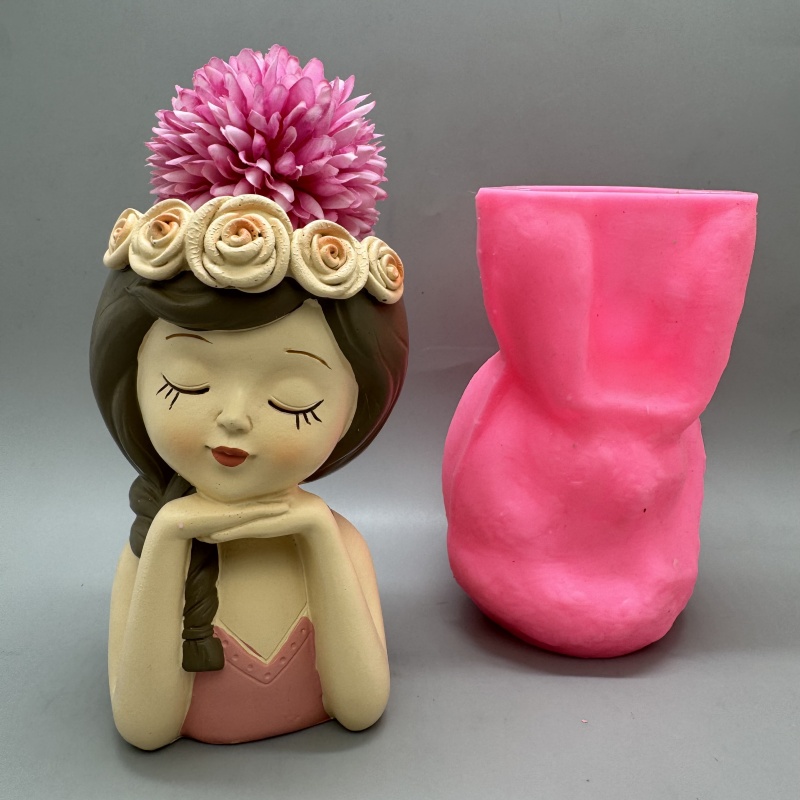 Potsticker Mold - Schattig meisje bloempot siliconen mal gebruikt