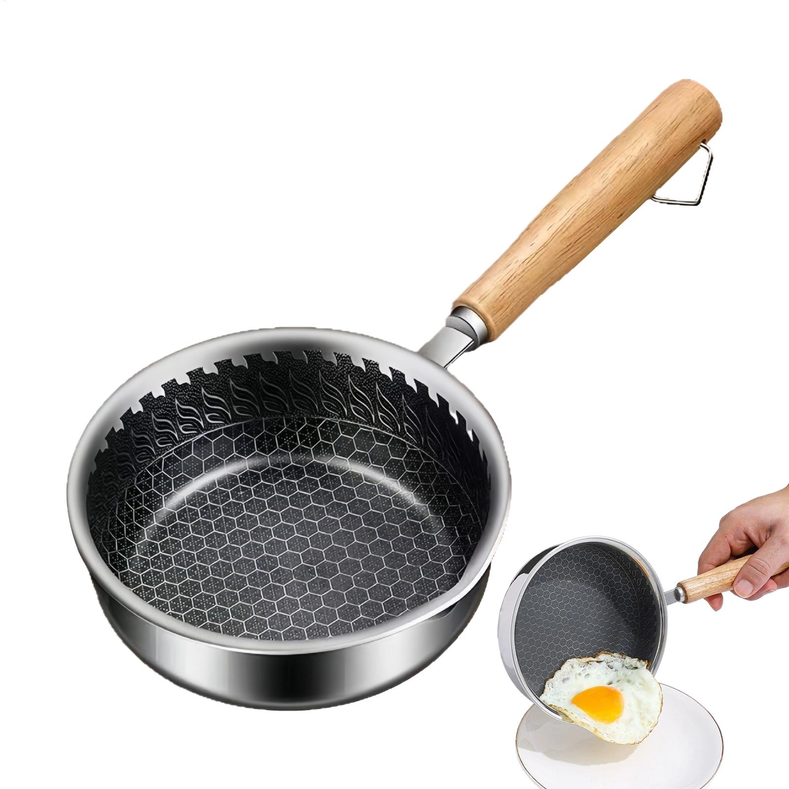 Egg Waffle Pan - Anti-aanbak mini-koekenpan met houten handvat, sauspan,