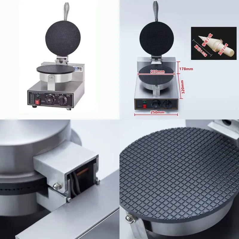 Waffle Cone Maker - TEBAK Fabrieksnackautomaten Elektrische Wafelmachine IJscoornmaker Commerciële