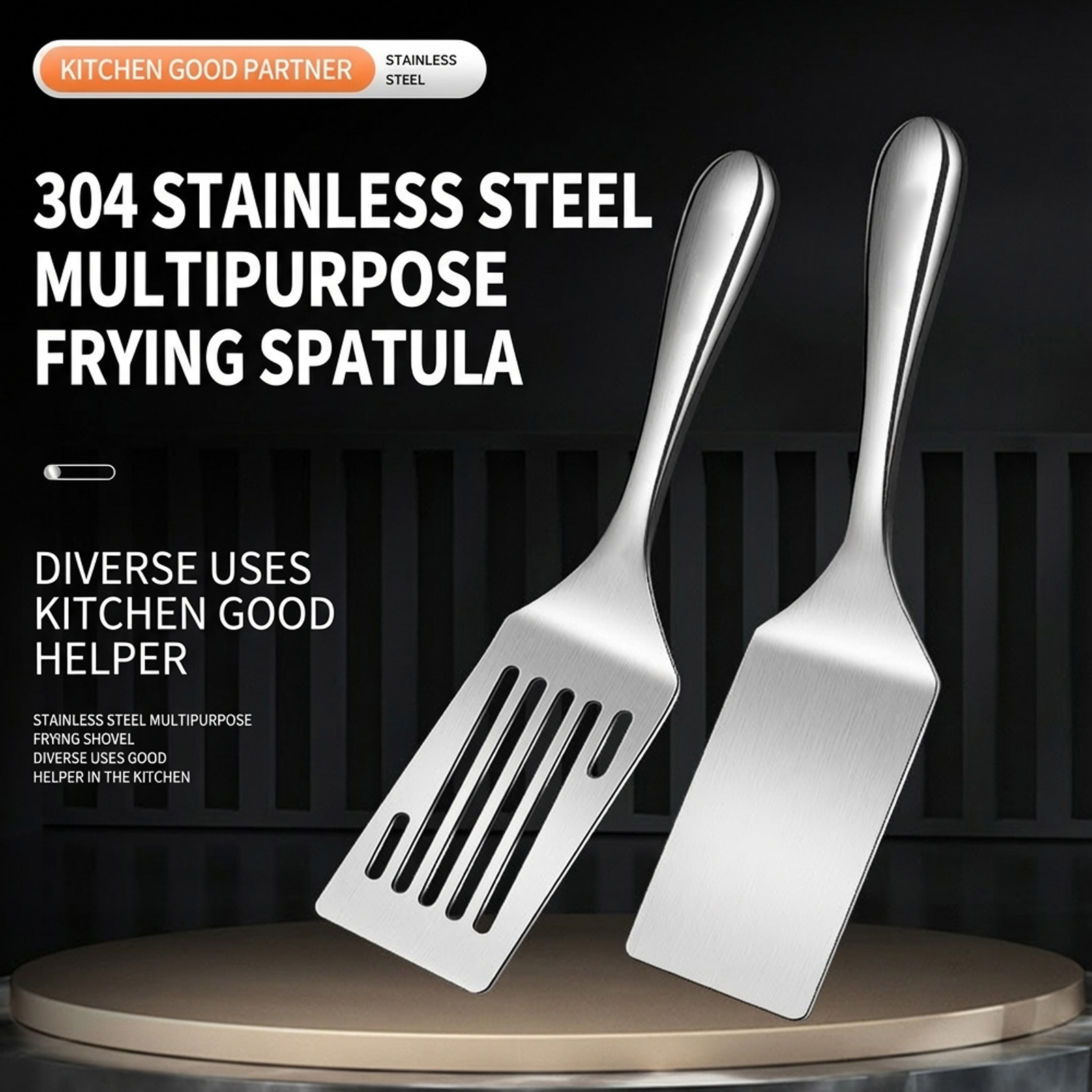 Okonomiyaki Spatula - Roestvrijstalen spatel met korte steel, platte