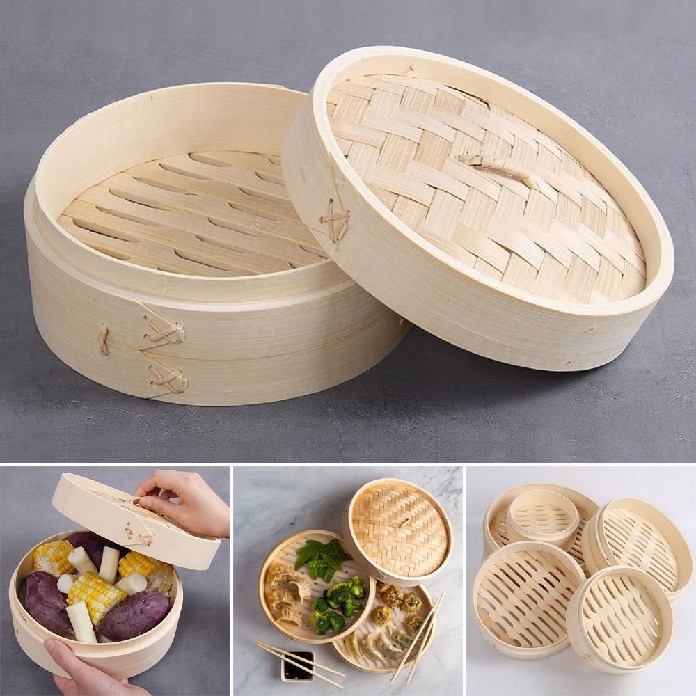Bao Steamer Bamboo - Chinese stoommand van bamboe met deksel