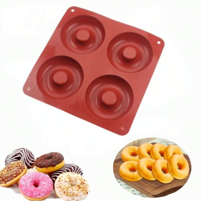 Donut Mold Silicone - 1Pc 4 Gaten Donut Siliconen Mal